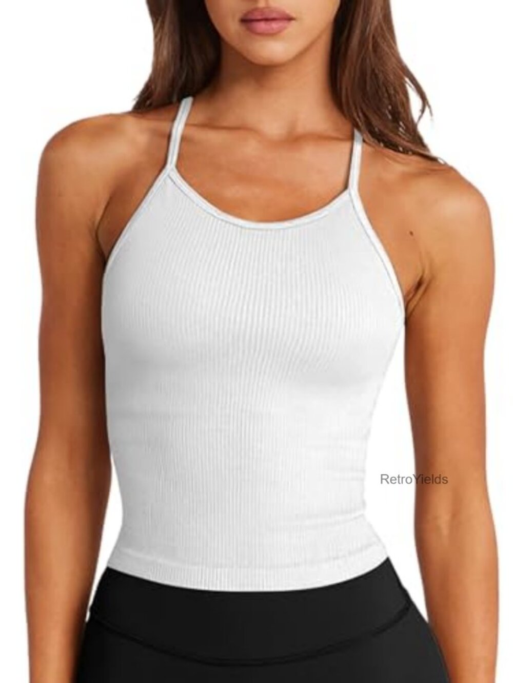 LASLULU Women's Seamless Racerback Tank Top Sports Bra with Removable Pads